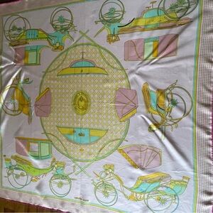 Hermès Les Voitures A Ransformation Silk Scarf.